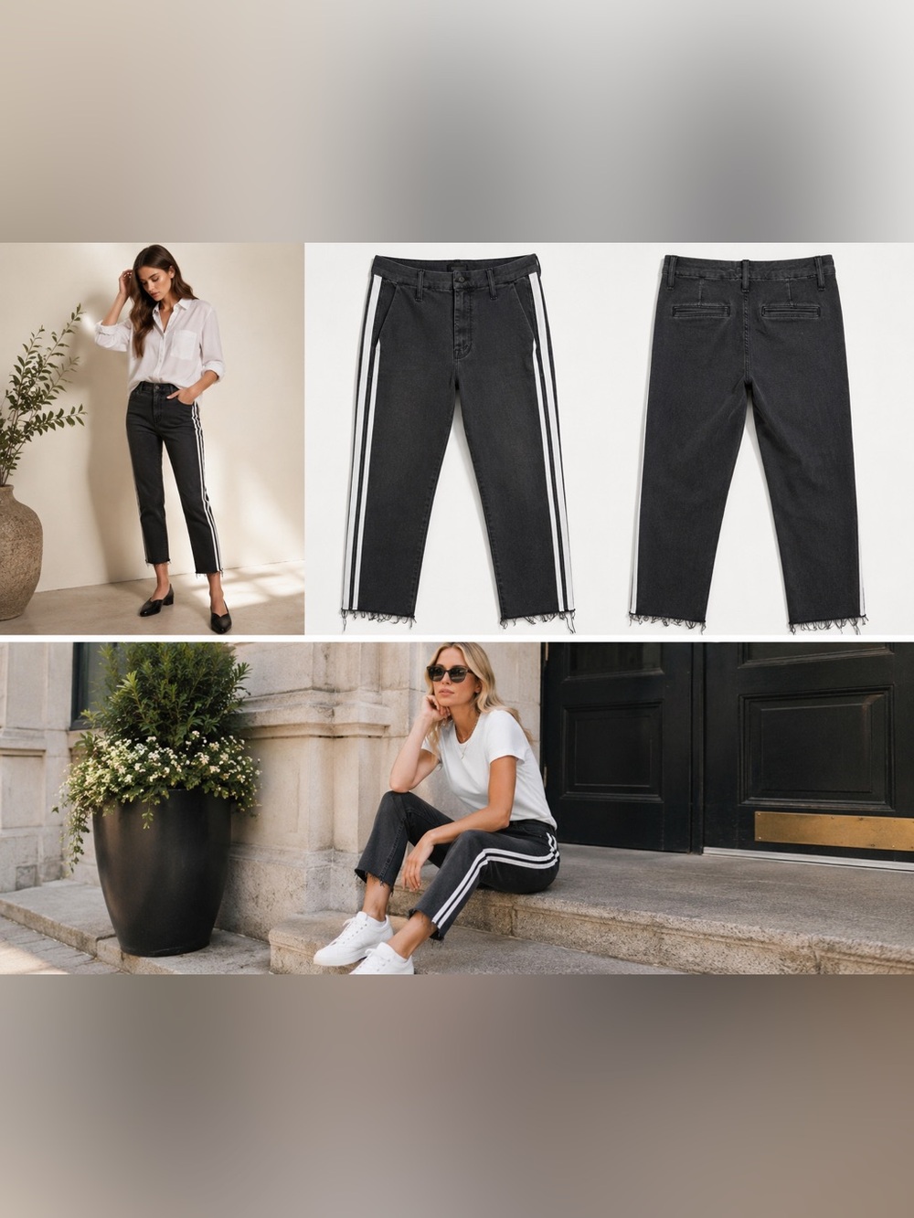 MOTHER The Shaker Prep Fray Jeans Dear Mr. Black Racer Stripe Size 25